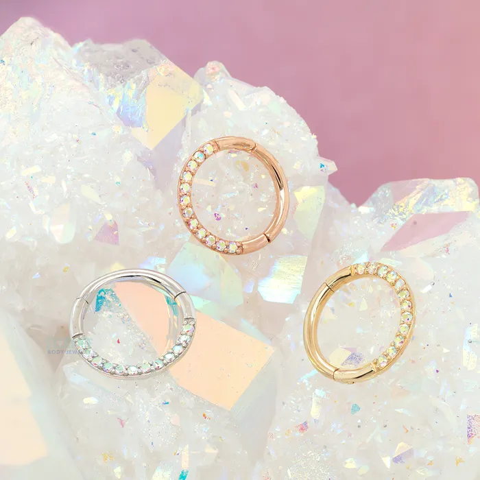Buddha Jewelry Organics Rings Dia Hinge Ring Clicker in Gold with Mercury Mist Topaz