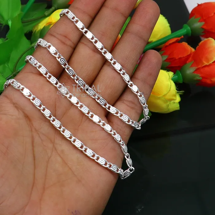 Necklaces TRIBAL ORNAMENTS 20 35 MM 925 sterling silver handmade solid fancy stylish silver chain necklace nawabi chain best gifting jewelry from India ch226 Necklaces TRIBAL ORNAMENTS 20 35 MM 925 sterling silver handmade solid fancy stylish silver chain necklace nawabi chain best gifting jewelry from India ch226