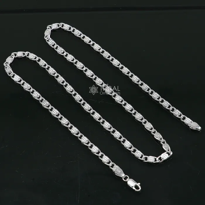 Necklaces TRIBAL ORNAMENTS 20 35 MM 925 sterling silver handmade solid fancy stylish silver chain necklace nawabi chain best gifting jewelry from India ch226 Necklaces TRIBAL ORNAMENTS 20 35 MM 925 sterling silver handmade solid fancy stylish silver chain necklace nawabi chain best gifting jewelry from India ch226