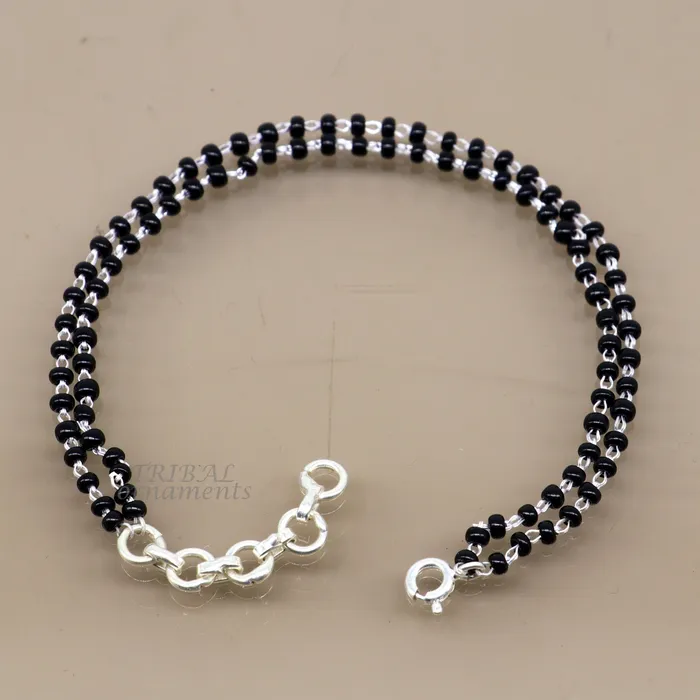 TRIBAL ORNAMENTS Bracelets 925 sterling silver handmade black beaded bracelet amazing 2 layer charm bracelet with 25 mm black beads best gifting bracelet sbr400 TRIBAL ORNAMENTS Bracelets 925 sterling silver handmade black beaded bracelet amazing 2 layer charm bracelet with 25 mm black beads best gifting bracelet sbr400