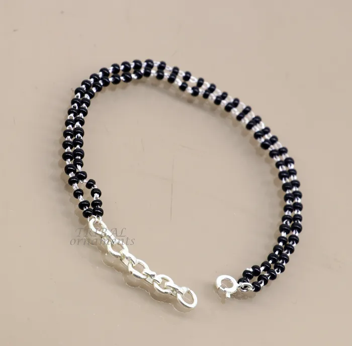 TRIBAL ORNAMENTS Bracelets 925 sterling silver handmade black beaded bracelet amazing 2 layer charm bracelet with 25 mm black beads best gifting bracelet sbr400
