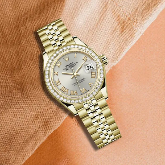 Bracelets Rolex Rolex Lady Datejust 28mm Ref 279138rbr0018 Silver Dial 18K Yellow Gold Jubilee Bracelet Womens Watch
