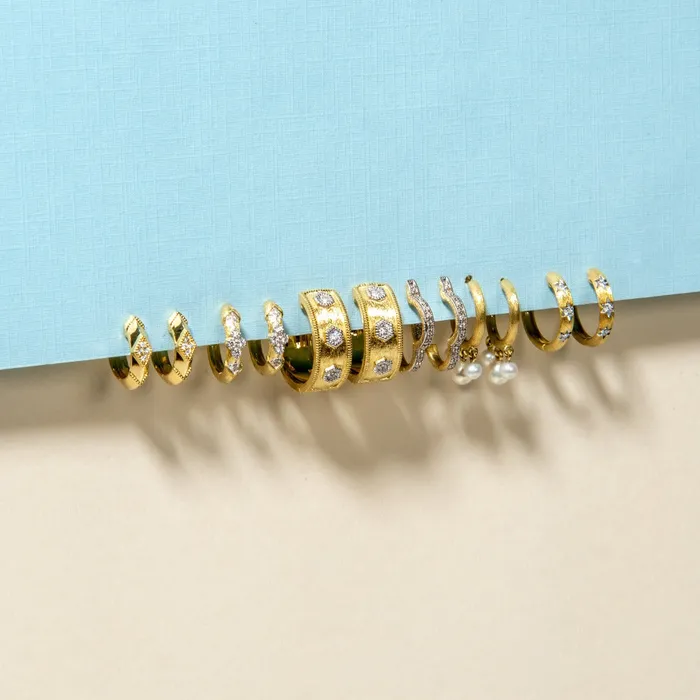 Earrings Jude Frances Jude Frances Ruth Diamond Star Hoop Earrings