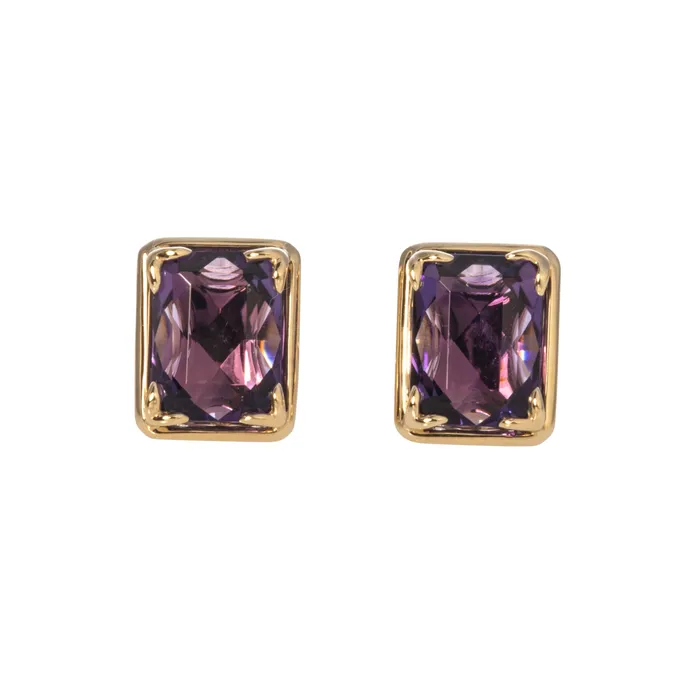 Earrings Mini Collection Amethyst 14K Yellow Gold River Stud Earrings