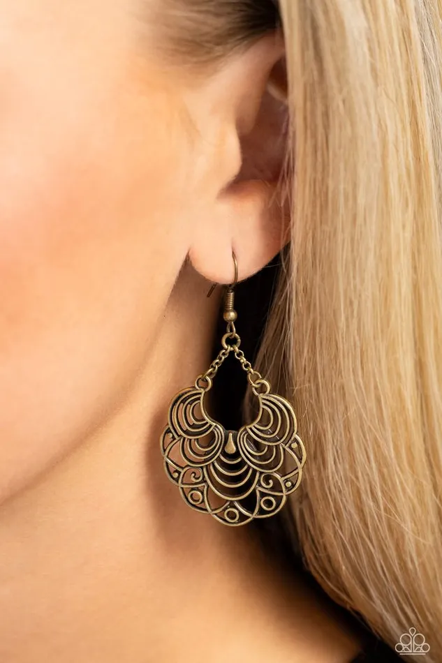 Earrings Paparazzi Jewelry Paparazzi Earring Frilly Finesse Brass