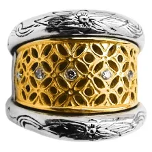 Konstantino Silver and 18K Gold Classics Diamond Filigree Ring Konstantino Rings Konstantino Silver and 18K Gold Classics Diamond Filigree Ring Konstantino Rings