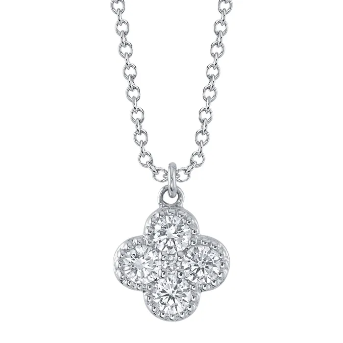 Meierotto Jewelers Necklaces 14K White Gold Diamond Clover Necklace