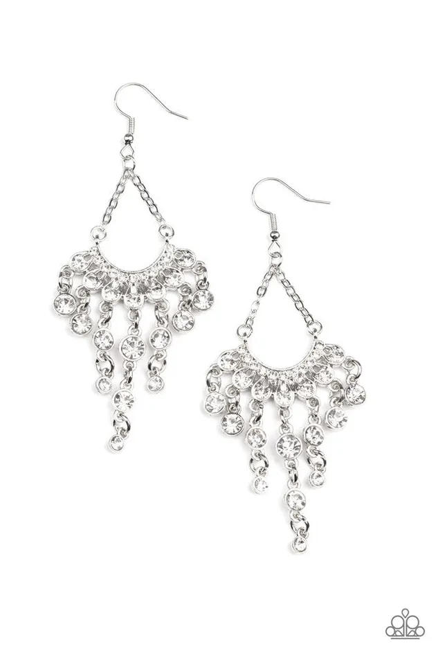 Paparazzi Jewelry Earrings Paparazzi Earring Commanding Candescence White Paparazzi Jewelry Earrings Paparazzi Earring Commanding Candescence White
