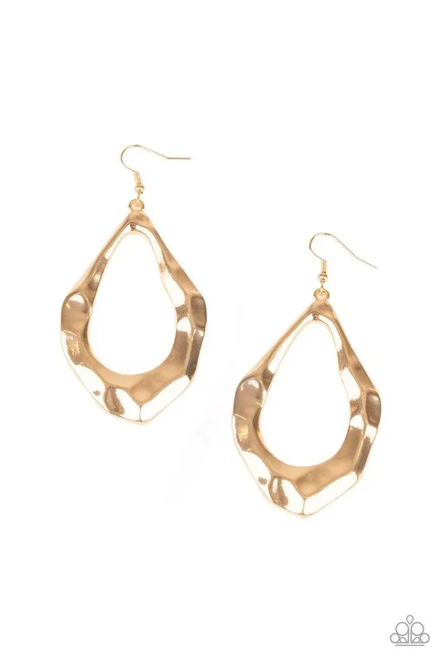 Paparazzi Jewelry Earrings Paparazzi Earring Industrial Imperfection Gold
