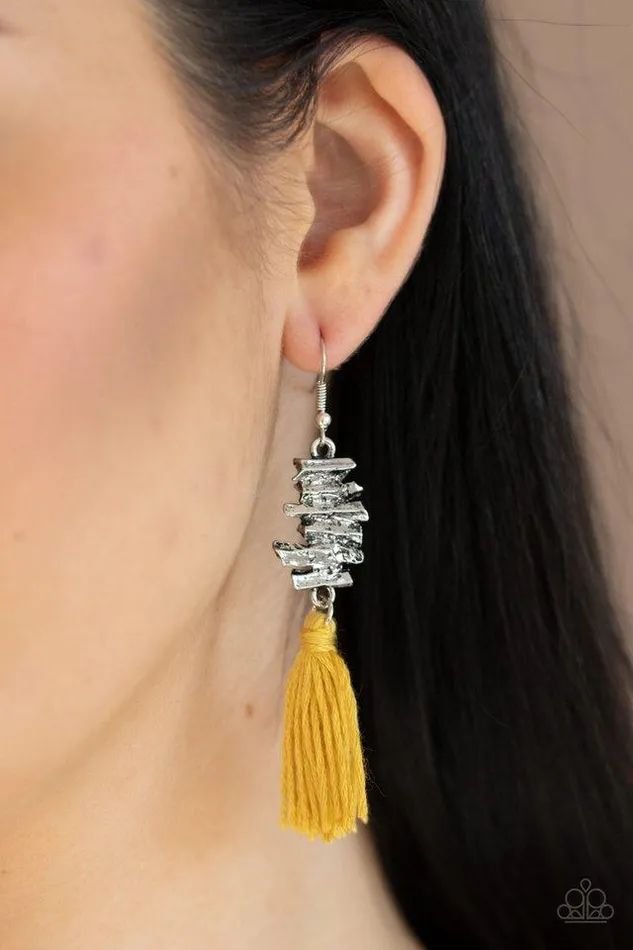 Paparazzi Jewelry Earrings Paparazzi Earring Tiki Tassel Yellow
