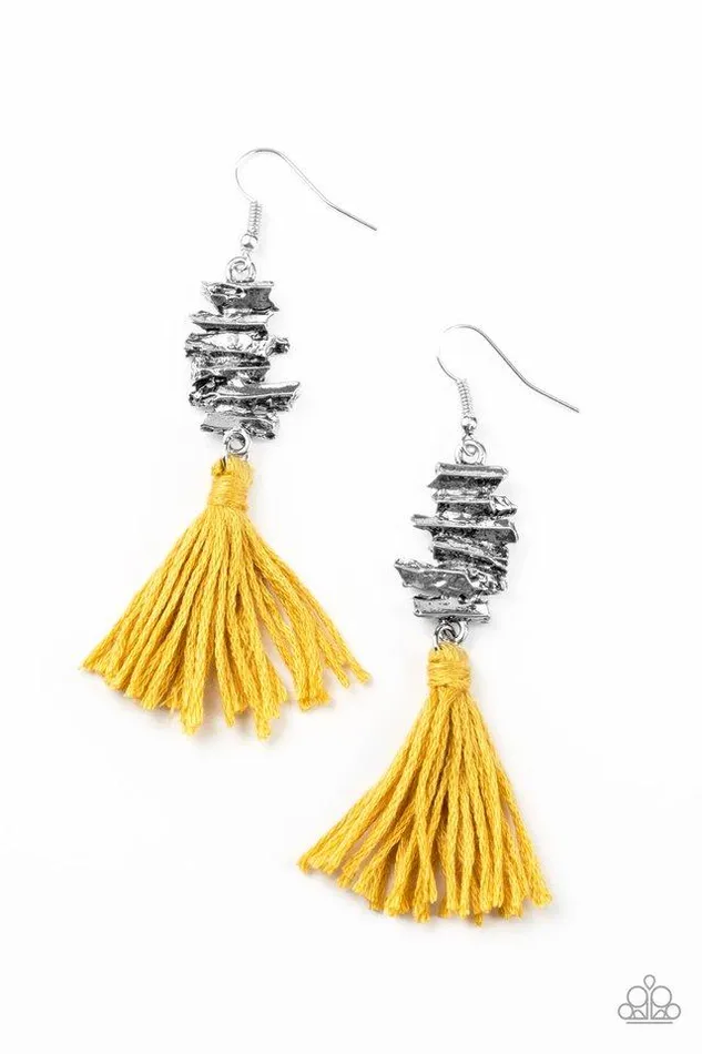 Paparazzi Jewelry Earrings Paparazzi Earring Tiki Tassel Yellow