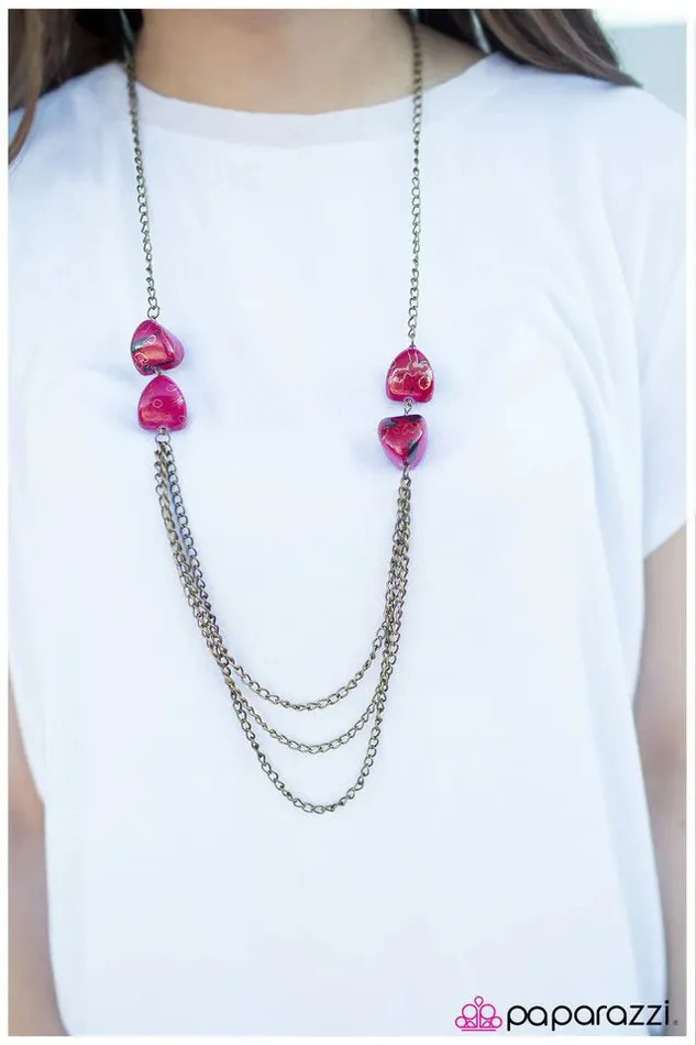 Paparazzi Jewelry Necklaces Paparazzi Necklace Pebble in My Pocket Pink