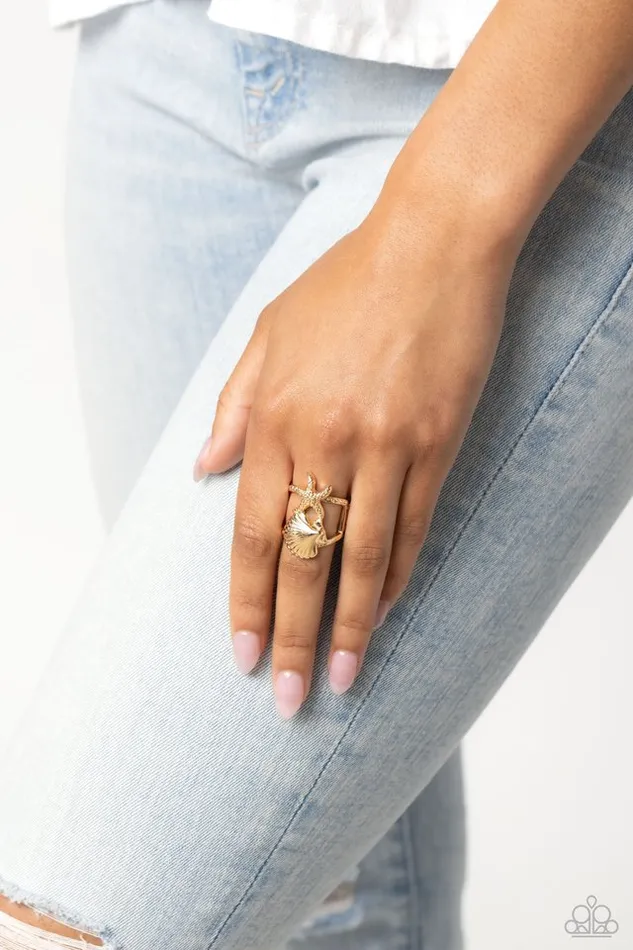 Paparazzi Jewelry Rings Paparazzi Ring Seashell Showcase Gold