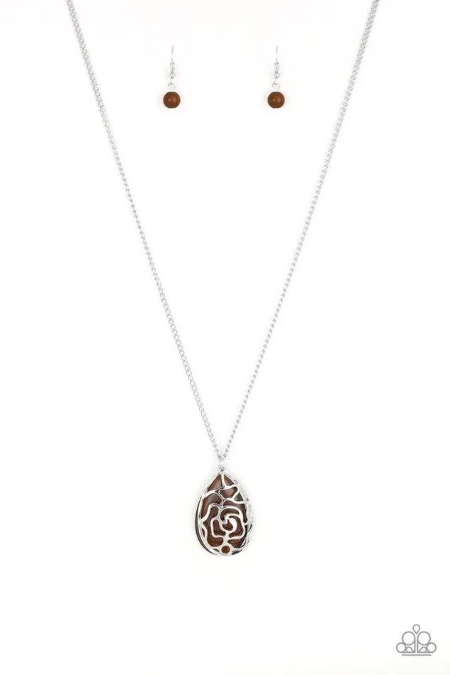 Paparazzi Necklace Gleaming Gardens Brown Paparazzi Jewelry Necklaces