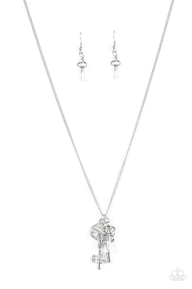 Paparazzi Necklace Keyed Up Silver Paparazzi Jewelry Necklaces