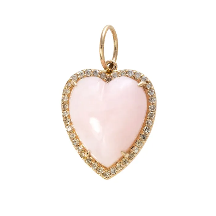 Pink Opal Heart Diamond 14K Gold Pendant Croghans Necklaces
