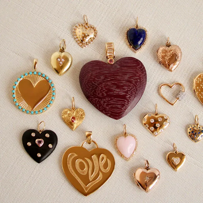Pink Opal Heart Diamond 14K Gold Pendant Croghans Necklaces