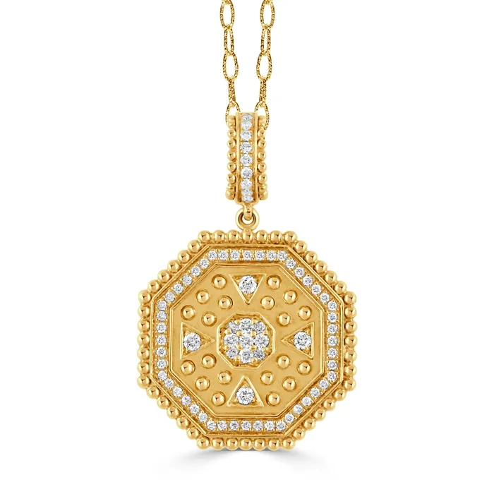 PreStyled Sets Doves Doves 18K Yellow Gold Diamond Octagon Pendant