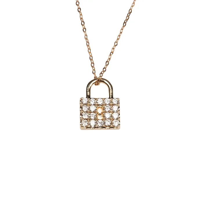 RG 14k Diamond Padlock Necklace Necklaces