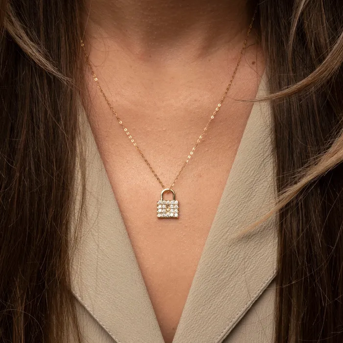 RG 14k Diamond Padlock Necklace Necklaces
