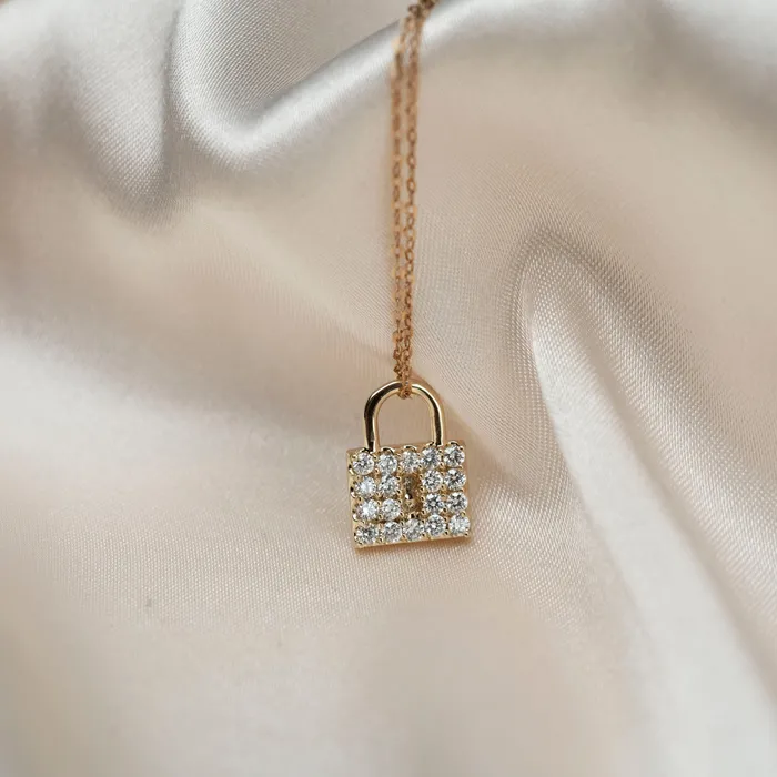 RG 14k Diamond Padlock Necklace Necklaces