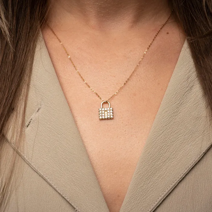 RG 14k Diamond Padlock Necklace Necklaces