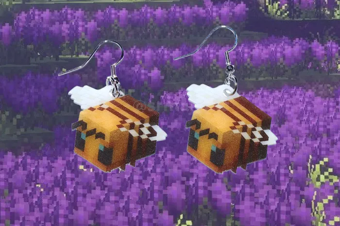 Sam Makes Things Minecraft Bee Cute Character Handmade Earrings Earrings
