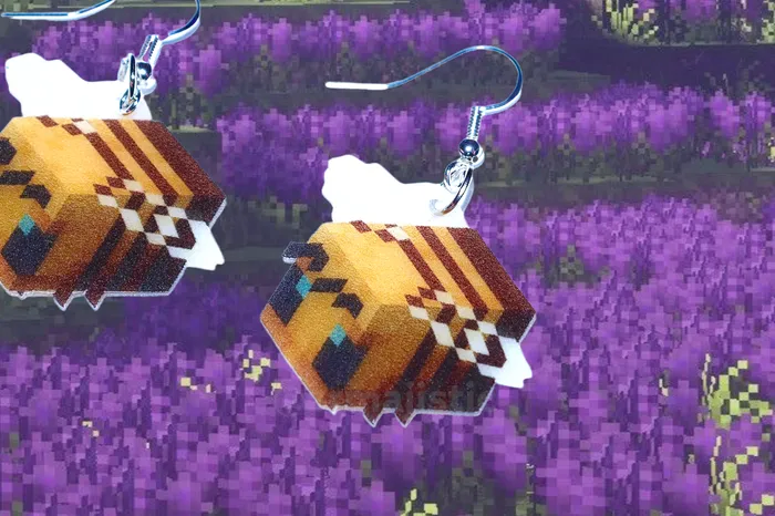 Sam Makes Things Minecraft Bee Cute Character Handmade Earrings Earrings
