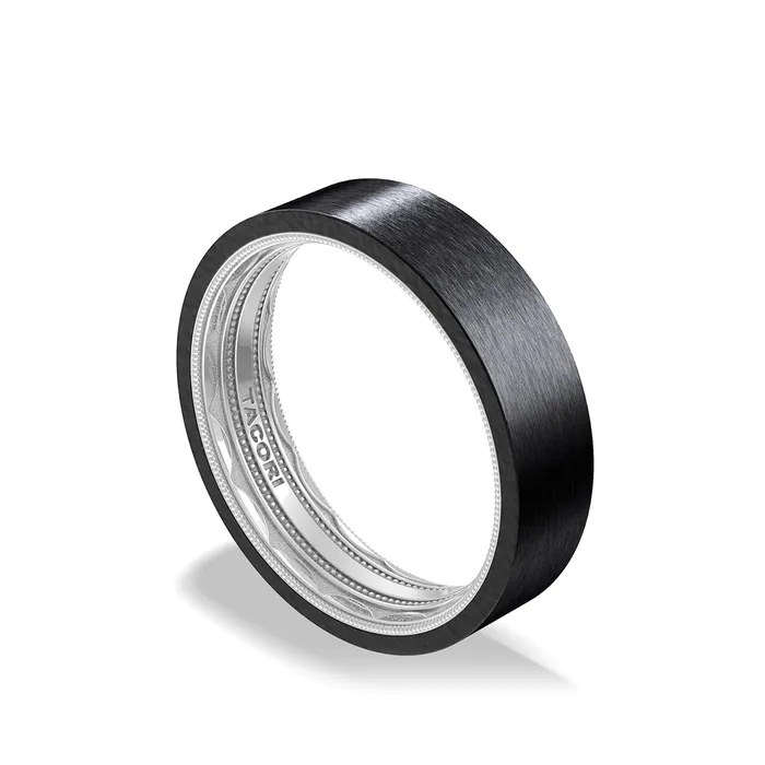 Tacori Tacori Black Titanium18K White Gold 6mm Matte Band Rings