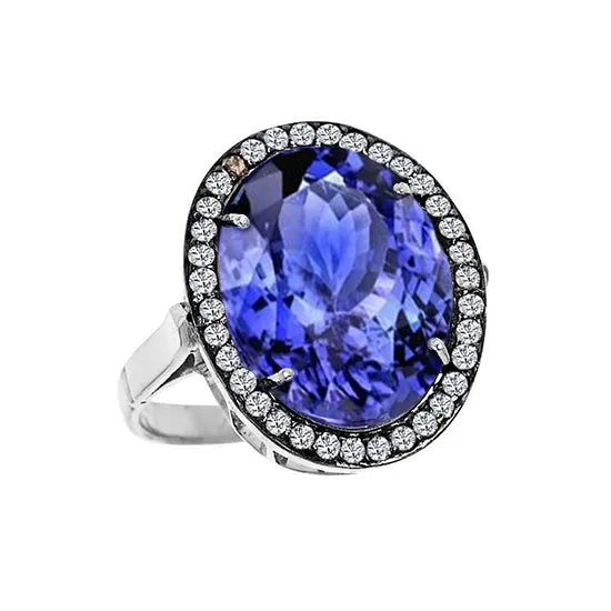 901 Carat Oval Tanzanite And Natural Earth Mined Diamonds Wedding Ring Gold White 14K GB Rings 901 Carat Oval Tanzanite And Natural Earth Mined Diamonds Wedding Ring Gold White 14K GB Rings