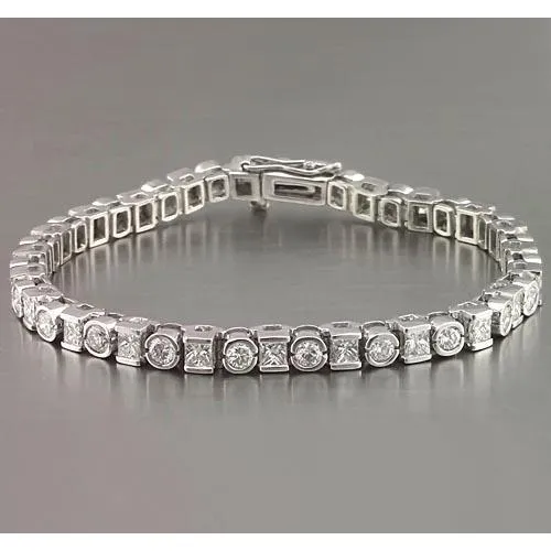 Bracelets GB Princess Round Natural Earth Mined Diamond Tennis Bracelet 720 Carats White Gold 14K Bracelets GB Princess Round Natural Earth Mined Diamond Tennis Bracelet 720 Carats White Gold 14K
