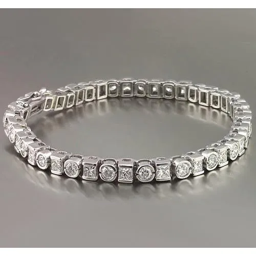 Bracelets GB Princess Round Natural Earth Mined Diamond Tennis Bracelet 720 Carats White Gold 14K Bracelets GB Princess Round Natural Earth Mined Diamond Tennis Bracelet 720 Carats White Gold 14K