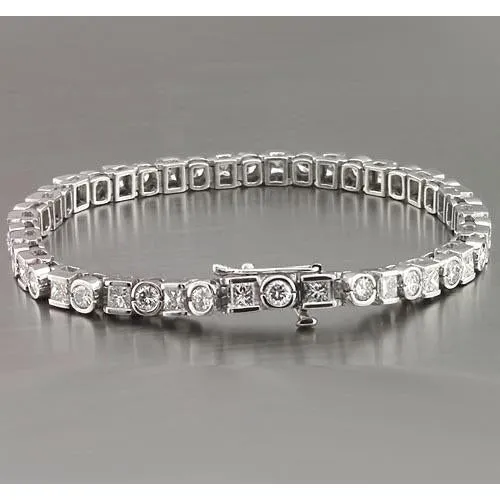 Bracelets GB Princess Round Natural Earth Mined Diamond Tennis Bracelet 720 Carats White Gold 14K Bracelets GB Princess Round Natural Earth Mined Diamond Tennis Bracelet 720 Carats White Gold 14K