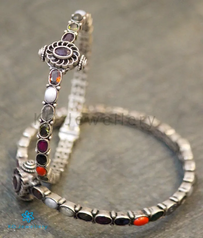 Bracelets Silversmith The Vidvat Silver Navaratna Bracelet OxidisedSize 22242628