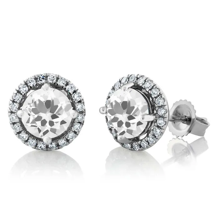 Earrings GB 290 Carats Brilliant Cut Natural Earth Mined Diamond Halo Stud Earrings White Gold 14K Earrings GB 290 Carats Brilliant Cut Natural Earth Mined Diamond Halo Stud Earrings White Gold 14K