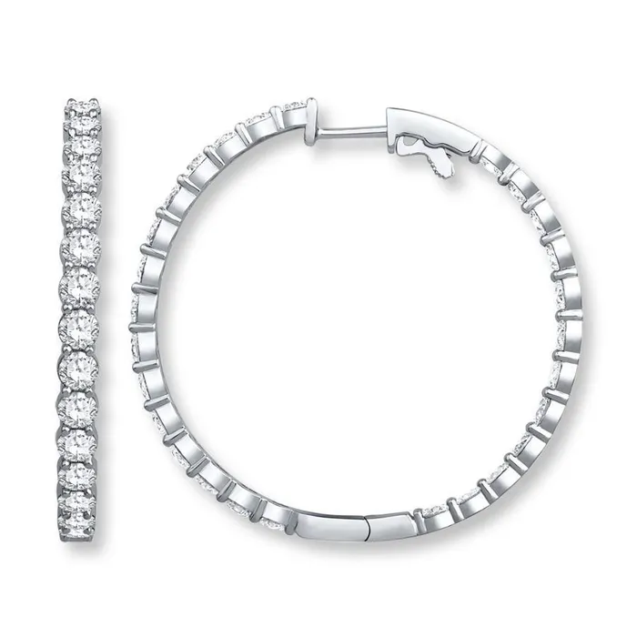 Earrings GB Women Hoop Earrings Round Cut 320 Carats Real Natural Earth Mined Diamonds White Gold 14K Earrings GB Women Hoop Earrings Round Cut 320 Carats Real Natural Earth Mined Diamonds White Gold 14K
