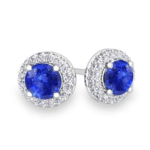 GB 470 Carats Prong Set Ceylon Sapphire With Natural Earth Mined Diamonds Studs Earrings Earrings GB 470 Carats Prong Set Ceylon Sapphire With Natural Earth Mined Diamonds Studs Earrings Earrings