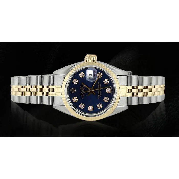 GB Blue Diamond Dial Fluted Bezel Rolex Dj Watch Ss Gold Jubilee Watches