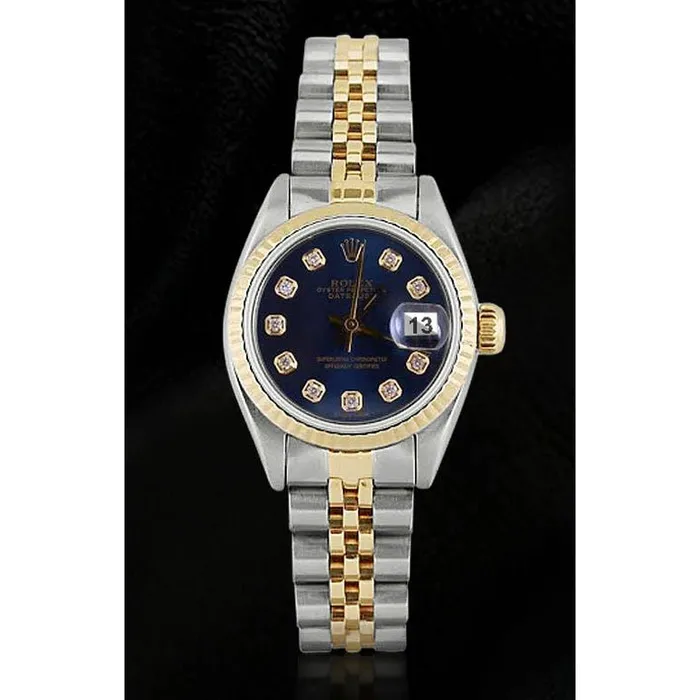 GB Blue Diamond Dial Fluted Bezel Rolex Dj Watch Ss Gold Jubilee Watches