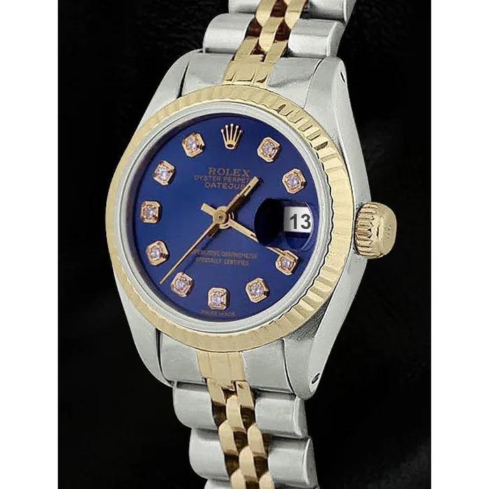 GB Blue Diamond Dial Fluted Bezel Rolex Dj Watch Ss Gold Jubilee Watches