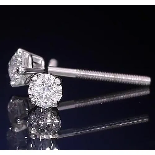 GB Earrings Round Natural Earth Mined Diamond Basket Style Earring Studs 130 Carats GB Earrings Round Natural Earth Mined Diamond Basket Style Earring Studs 130 Carats