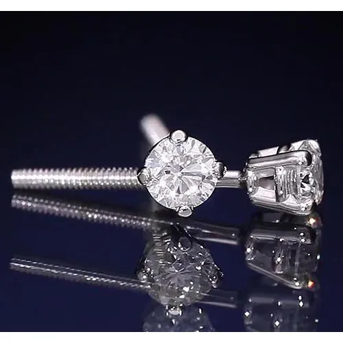 GB Earrings Round Natural Earth Mined Diamond Basket Style Earring Studs 130 Carats