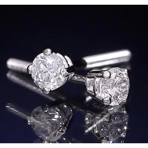 GB Earrings Round Natural Earth Mined Diamond Basket Style Earring Studs 130 Carats