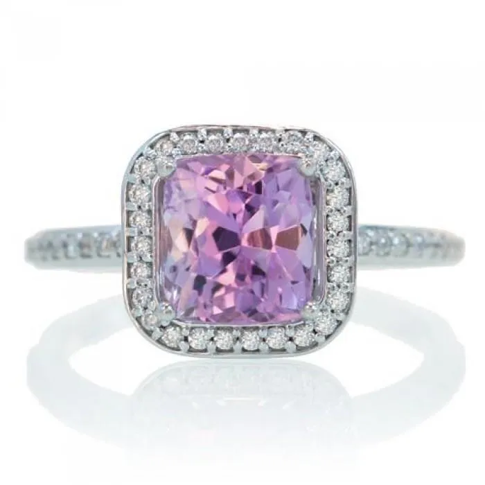 GB Rings Pink Kunzite With Natural Earth Mined Diamond Ring Lady Jewelry Gold 1845 Ct GB Rings Pink Kunzite With Natural Earth Mined Diamond Ring Lady Jewelry Gold 1845 Ct