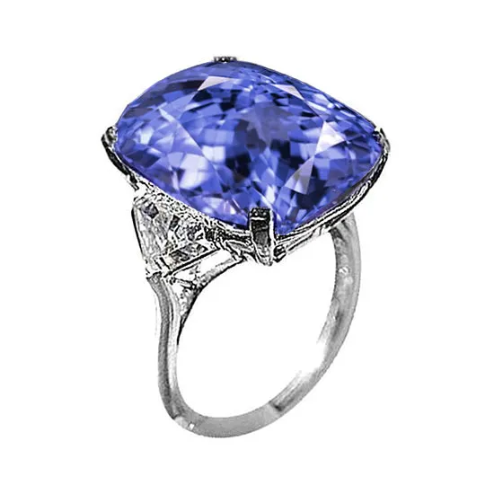 GB Rings WG 14K AAA Cushion Tanzanite Trillion Natural Earth Mined Diamonds 630 Ct 3 Stone Ring GB Rings WG 14K AAA Cushion Tanzanite Trillion Natural Earth Mined Diamonds 630 Ct 3 Stone Ring
