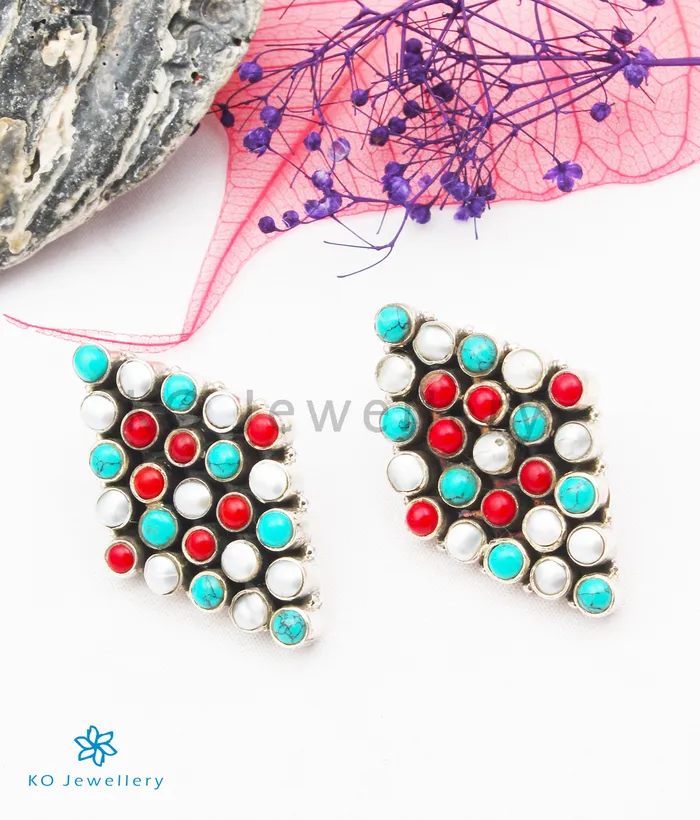 Gemstone Earrings The Ishvita Silver Turquoise Earrings