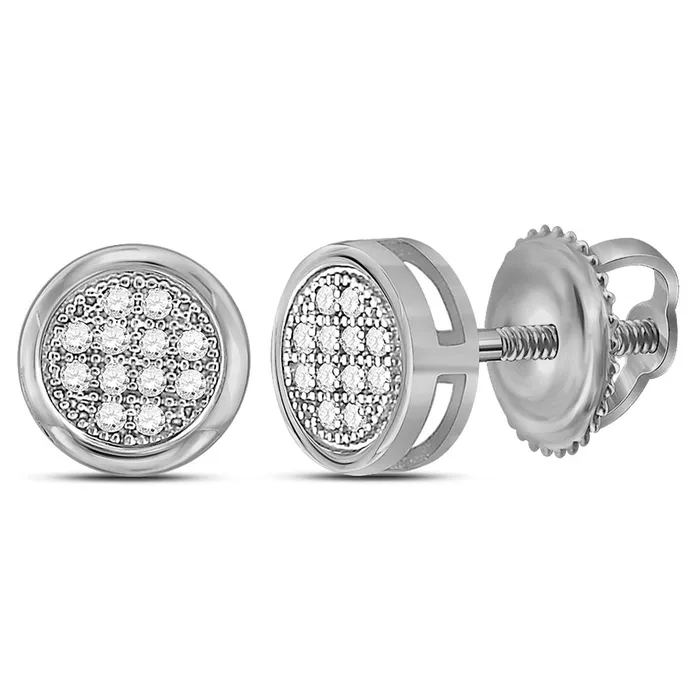 GND Earrings GND Sterling Silver Womens Round Diamond Circle Cluster Earrings 120 Cttw
