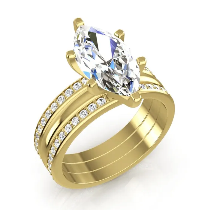 HarryChadEntcom Rings 3 Piece Wedding Ring Set 350 Carats Marquise Cut Yellow Gold Natural Diamond HarryChadEntcom Rings 3 Piece Wedding Ring Set 350 Carats Marquise Cut Yellow Gold Natural Diamond