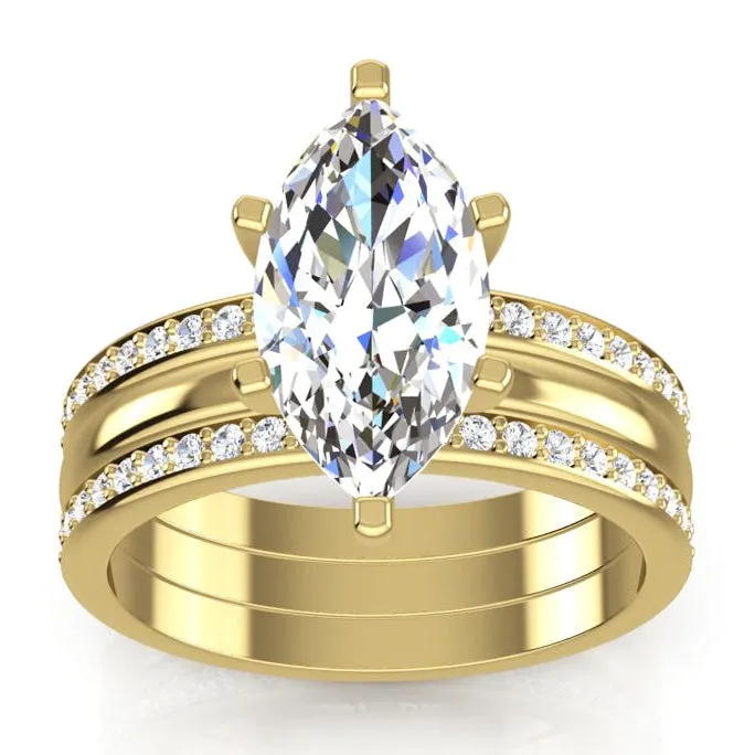 HarryChadEntcom Rings 3 Piece Wedding Ring Set 350 Carats Marquise Cut Yellow Gold Natural Diamond HarryChadEntcom Rings 3 Piece Wedding Ring Set 350 Carats Marquise Cut Yellow Gold Natural Diamond