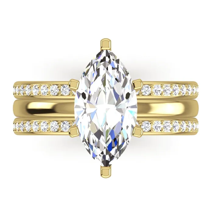 HarryChadEntcom Rings 3 Piece Wedding Ring Set 350 Carats Marquise Cut Yellow Gold Natural Diamond HarryChadEntcom Rings 3 Piece Wedding Ring Set 350 Carats Marquise Cut Yellow Gold Natural Diamond